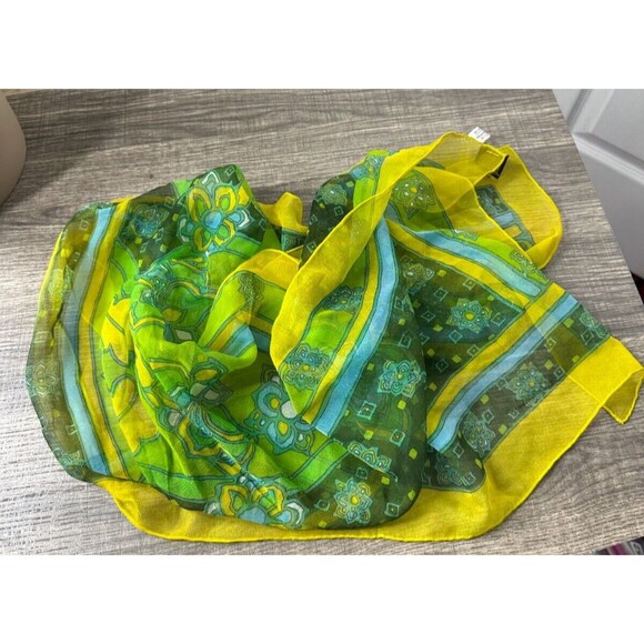 Women's Scarf Silk Blend Hand Painted & Rolled Made in Japan Dry Clean 46" x 15" - Picture 4 of 7
